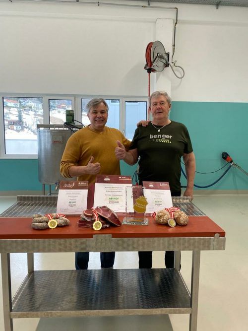 Adi Burtscher (r.) gewann zusammen mit seinem Partner Alois Walser aus Dalaas (l.) zweimal Gold und einmal Silber.  Privat