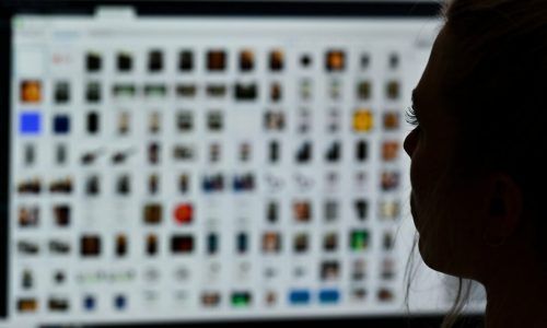 Beamtin beim Auswerten von Ermittlungen gegen Kinderpornografie.   apa