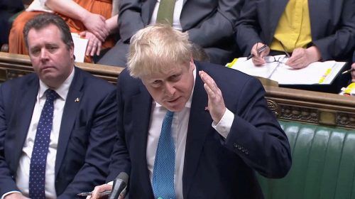 Boris Johnson bei seiner Rede im Parlament in London.  Reuters