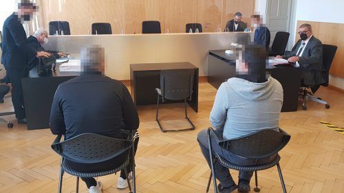 Die beiden Hauptangeklagten beim Prozess am Landesgericht Feldkirch.  eckert