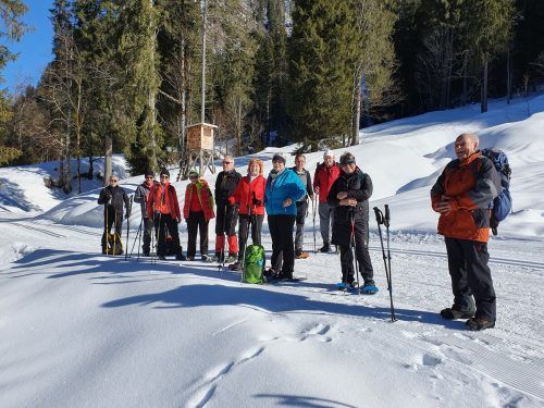Die Höchster Senioren machten bei perfektem Wetter eine Schneeschuhwanderung nach Schönenbach. SB Höchst