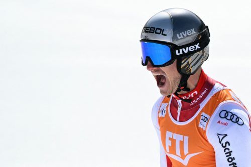 Freude nach Rang sieben im Riesentorlauf bei Patrick Feurstein. gepa