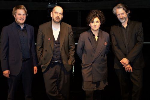 Lichtdesigner Matthias Zuggal, Stephan Kasimir, Caro Stark und Sounddesigner Paul Winter bei der Premiere des Theaters Unpop im Kulturhaus Dornbirn. YAS (4)