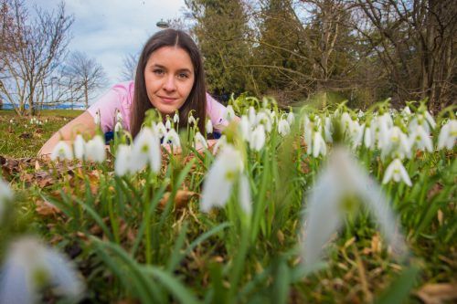 Miriam aus Bregenz hat in den Seeanlagen schon florale Frühlingsboten entdeckt.  VN/Steurer