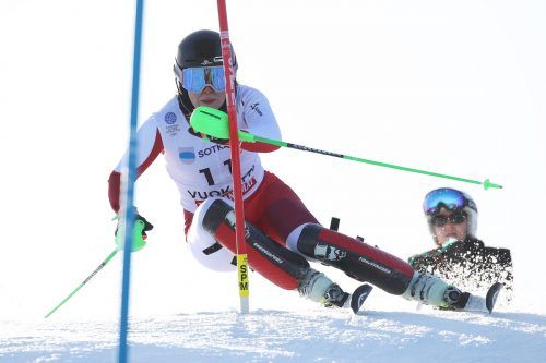 Mit zweimal dritter Laufzeit holte sich Victoria Olivier zum Auftakt der EYOF-Spiele in Finnland die Bronzemedaille im Slalom. gepa/3