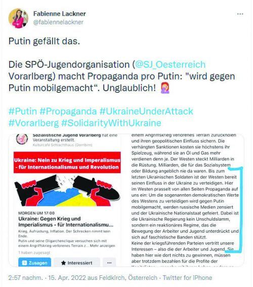 Die SJ Vorarlberg warb mit diesem Posting für eine Veranstaltung am Samstag.