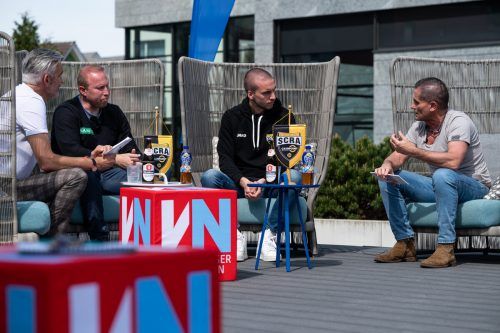 Diskutierten die aktuelle Situation beim SCR Altach: Michael Benvenuti, Ludovic Magnin, Gianluca Gaudino und Christian Adam. VN/Serra