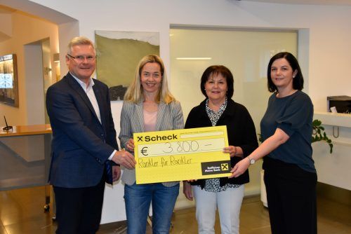 Scheckübergabe im Rathaus: Klaus Baldauf, Karin Reith, Andrea Gächter und Tanja Schroller (nicht auf dem Bild: Hans Frick) Marktgemeinde Rankweil