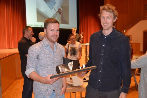 Stolze Sieger: Josef Herzog und Nicolas Tekker mit ihrem Projekt „Takka“. EM