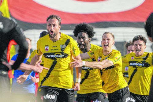 Wird in der Endphase der Meisterschaft immer mehr zum Leithammel: Mit seinen 32 Jahren geht Atdhe Nuhiu, der in der Südstadt sein fünftes Bundesliga-Saisontor für Altach erzielte, voran. gepa