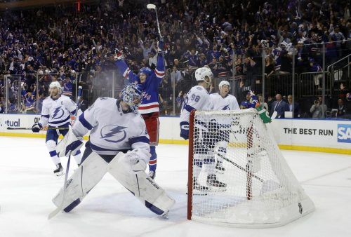 Filip Chytil jubelte gegen Tampa Bay über zwei Tore. ap