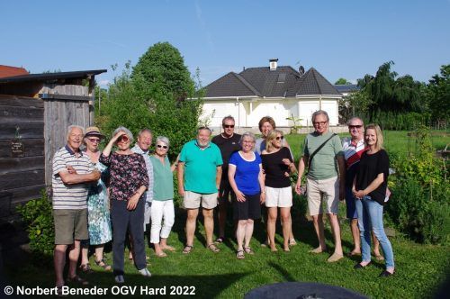 Gebhard Bechter stellte das Projekt Gemeinschaftsgarten Sonnengarten im Harder Nussweg vor. ogv Hard