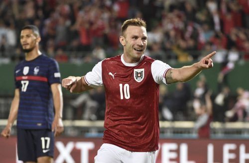 Mit seinem ersten Treffer in seinem 18. Spiel für das österreichische Nationalteam brachte Andreas Weimann das rot-weiß-rote Team gegen den Weltmeister in Führung. ap