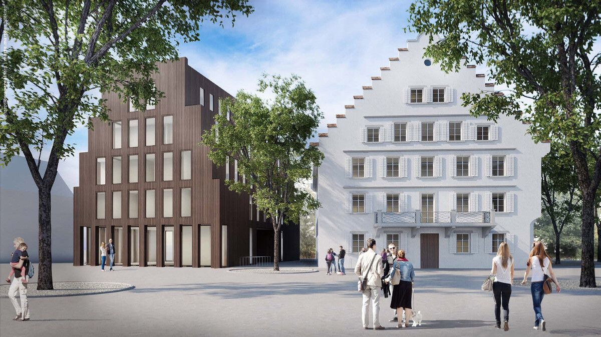 Der Plan von Inside96 für den „Löwen“ im Ortszentrum von Hard nach den Plänen von MarteMarte Architekten. marte