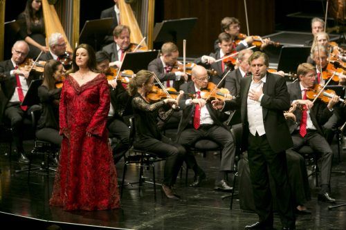 Die Sopranistin Ricarda Merbeth als Brünnhilde und der Heldentenor Andreas Schager als Siegfried.  Bregenzer Festspiele/Dietmar Mathis