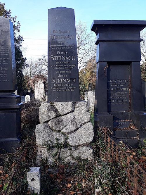 Grabstein von Simon Steinach am Wiener Zentralfriedhof, Foto von Eugen Steinach (28. Jänner 1941). JMH