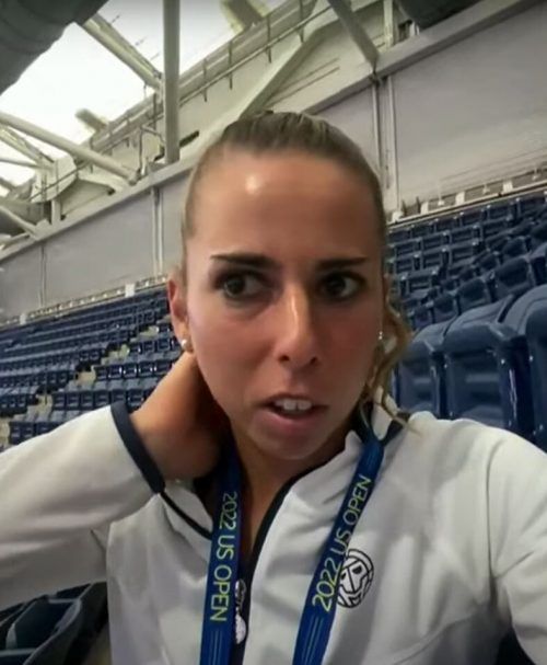 Julia Grabher bei der Liveschaltung aus dem Arthur Ashe Stadium in New York. VN