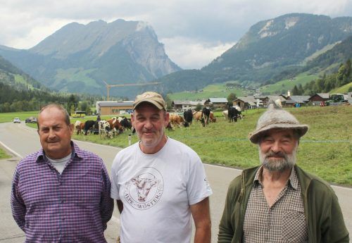 „Wöster-Urgestein“ Karl Gunz, Michael Rubner und Hasengerach-Alpmeister Werner Wohlgenannt (v. l.) machen gutgelaunt Pause. STP/2