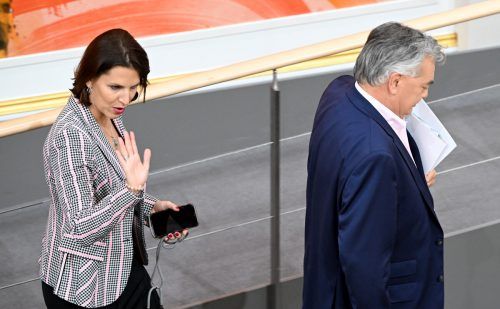 Ein Wink von Verfassungsministerin Edtstadler in Richtung Opposition: "Gestalten wir die Zukunft geeint." APA/2