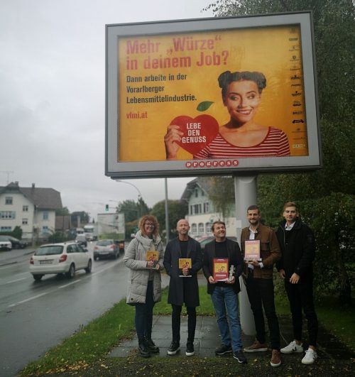 Eva Deschler-Einwaller (ikp), Grafikdesigner Andreas Haselwanter, Bernhard Tschann (ikp), Georg Müller (Lebensmittelindustrie), Manuel Mathis (Progress).  progress