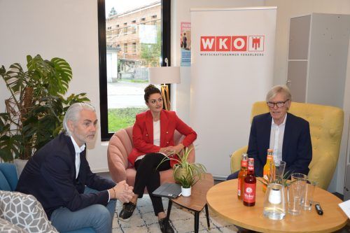 Gaben den Startschuss für die „Transformation Vorarlberg“: WKV-Vize Stefan Hagen, TRAVO-Chefin Annabell Pehlivan, Präsident Wilfried Hopfner (v.l.). WKV