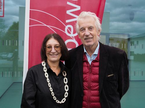 Gleichstellungsbeauftragte Tanja Kopf und Russpreisträger Hubert Löffler.