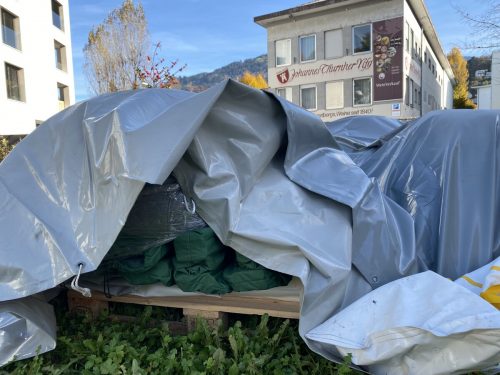 Die Zelte in Dornbirn blieben verpackt.