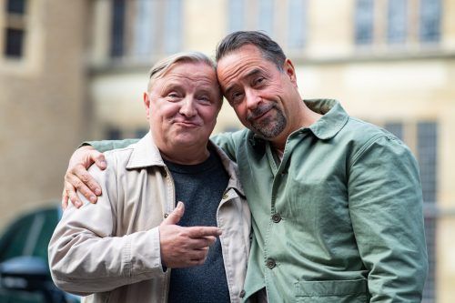 Ein eingespieltes Team: Axel Prahl (l.) und Jan Josef Liefers ermitteln seit 20 Jahren gemeinsam beim Münster-„Tatort“. dpa
