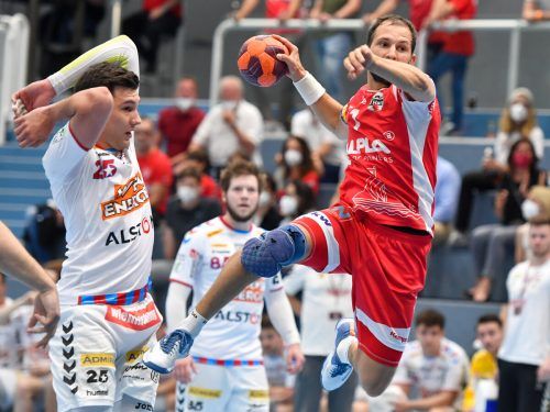 Szene aus der Finalserie im Juni 2021, als Stevanovic mit den Fivers in Hard mit 27:28 verlor. GEPA