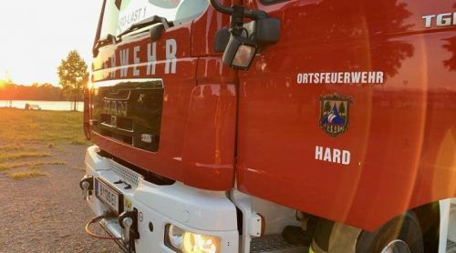 Zahlreiche Feuerwehrleute rückten in Richtung Neuer Rhein an. FW Hard