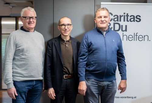 Alois Metzler (v.l.), Walter Schmolly und Josef Helbok.  Caritas