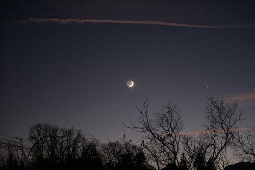 Auch am 21. Dezember 2020 war eine Konjunktion von Jupiter und Saturn (rechts vom Mond) über Vorarlberg zu sehen. 