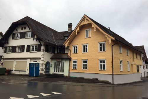 Beim Neubau wurde dem alten Stadel an der Wolfurter Kellhofstraße sein historischer Charakter wiedergegeben.  hapf