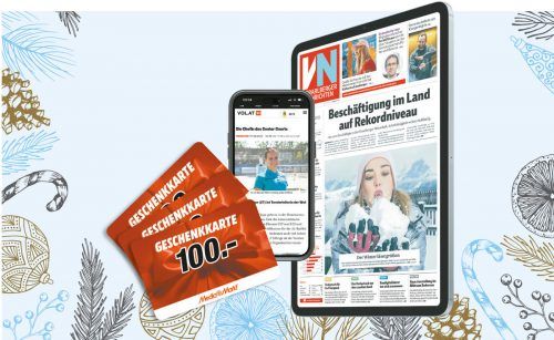 Bestellen Sie zusätzlich zu Ihren gedruckten VN die VN-Digital und erhalten Sie einen 300-Euro-Gutschein von MediaMarkt – das Angebot kostet 16,90 Euro im Monat.  VN