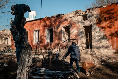 Die Entbindungsstation des Krankenhauses in Cherson wurde durch Kampfhandlungen von russischen Truppen schwer beschädigt. AFP