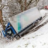 Auf Schnee abgerutscht