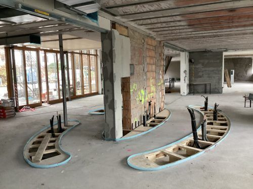 Die Vorbereitungen für das neue Café Arbogast. Zudem wird es insgesamt 15 Seminarräume geben. arbogast
