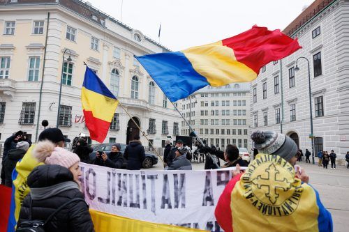 Gegen das Schengen-Veto Österreichs protestierten Rumänen in Wien. APA