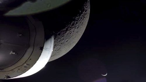 Orion flog noch einmal nah am Mond vorbei.  nasa/ap