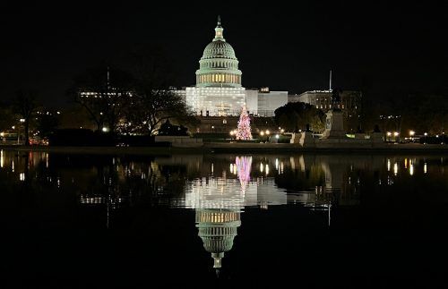 Vor dem Kapitol der Vereinigten Staaten in Washington wurden die Lichter am Weihnachtsbaum entzündet. AFP