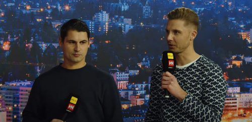 Zwei Ex-Fußballer und zwei Freunde: Martin Kobras (links) und Philipp Netzer bei V-Live. VN