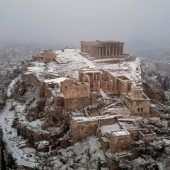 Schnee und Eis in Griechenland