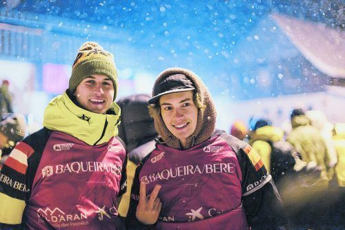 Der Montafoner Max Hitzig (l.) mit Andorra-Sieger Valentin Rainer. FWT/Domdaher