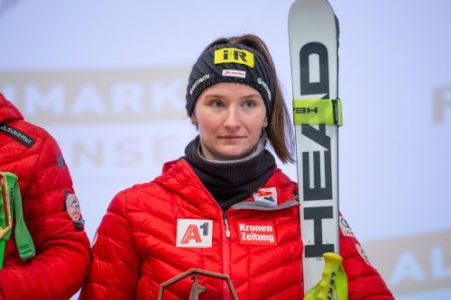 Dritter Stockerlplatz bei einem Europacup-Super-G für Michelle Niederwieser. gepa