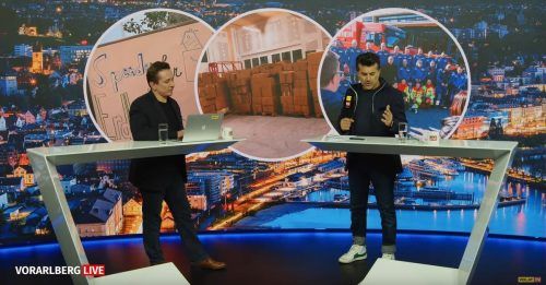 Reporter Joachim Mangard interviewte Unternehmer Mike Galeli im Vorarlberg-LIVE-Studio.