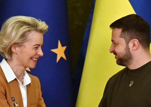 Von der Leyen und Selenskyj besprachen in Kiew die Bedingungen für einen möglichen EU-Beitritt der Ukraine. AFP