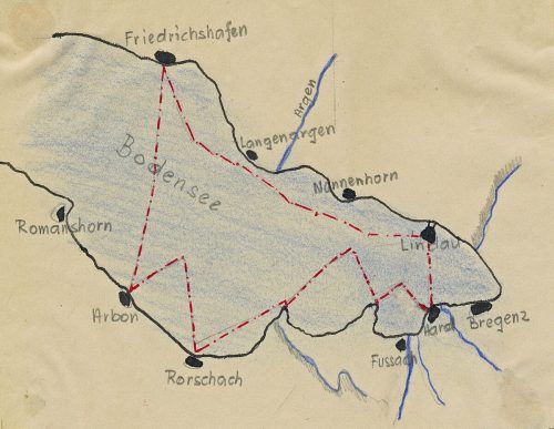 Die Karte zeigt die Route, die die drei gewählt haben.