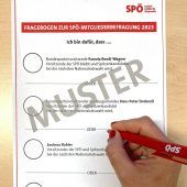 Fragebogen der Sozialdemokraten mit vier Optionen