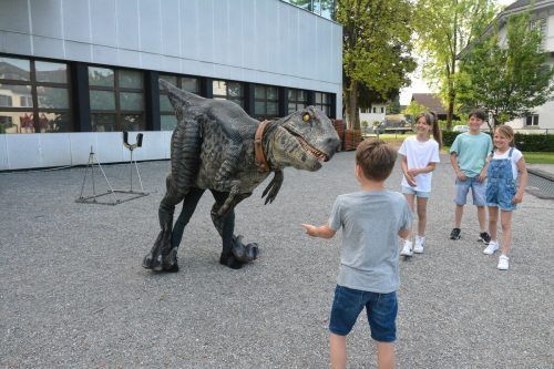 Am Freitagvormittag war Ruby the Raptor zu Besuch in der Volksschule Rheindorf und begeisterte dort die Kinder.