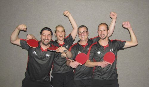 Das Team des UTTC Altach mit Wolfgang Mayer, Sarah Kainz, Fredy Welte und David Merta wurde erneut Landesligameister. VTTV